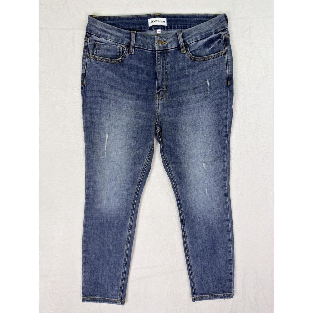 New Studio Blue Jeans Womens 31P Blue Medium Wash High Rise Skinny Stretch Denim
